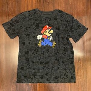 Old Navy Kids XL 14-16 Mario Shirt Nintendo Grey Black
